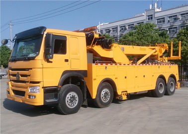 الصين HOWO 12 Wheeler 50 Ton Tow Truck، 360 ° Rotating Flatbed Tow Truck المزود